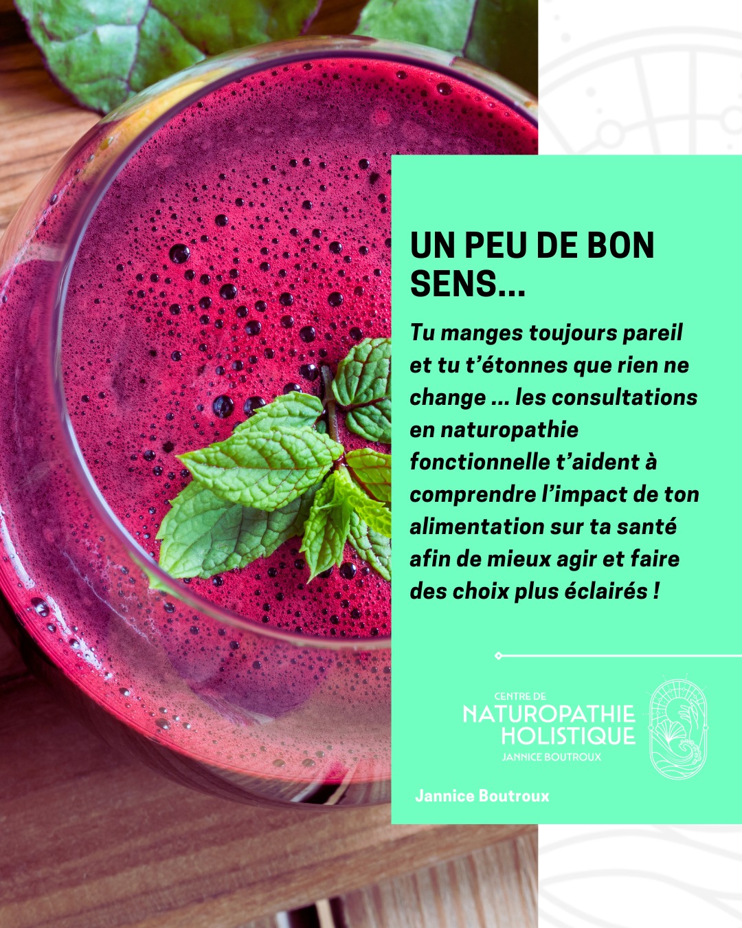 Accueil 4 Cette photo fait du bien aux yeux 🤩 non ? Ces couleurs, cette densité de nutriments. Moi personnellement ça me fait rêver.
En naturopathie, je travaille énormément avec l’alimentation. C’est un pilier essentiel de santé globale et vous devriez vous aussi vous en servir car c’est ESSENTIEL 🙌.
En consultation 🧐, on prends le temps de comprendre votre terrain (vos forces, vos faiblesses), on fait le point sur vos besoins et vos objectifs, on avance pas à pas. Car ce pilier qu’est l’alimentation est fondamental : pour entretenir la santé et la vitalité, pour bien vivre à chaque âge, pour accompagner les pathologies ou les troubles.
Ce volet de votre quotidien doit passer au premier plan : vous mangez chaque jour, 3 fois par jour (ou plus!), toute l’année. Ces aliments qui entrent dans votre système sont désagrégés, passent dans votre sang pour reconstruire toutes les briques de votre être 💪. Ce n’est pas rien ! C’est juste essentiel ;-).
L’alimentation peut-être votre meilleure alliée ou votre pire ennemi. Et les règles sont floues, votre génétique entre en jeux, vos besoins émotionnels, votre épigénétique : si on n’individualise pas, on passe souvent à côté.
Ici on comprend ensemble ses besoins, on met en lumière 💡 les bonnes habitudes et on comprend l’impact de ses choix alimentaires (et bien plus encore).
La nutrition peut devenir votre meilleur allié santé et vitalité 🩷.
RDV en bio ☝️.
NB : cette image sert avant tout pour le plaisir des yeux. Le jus de betterave, bien qu’il soit un outil fantastique de vitalité n’est pas systématiquement recommandé dans le cadre d’un accompagnement en nutrition fonctionnelle 😜