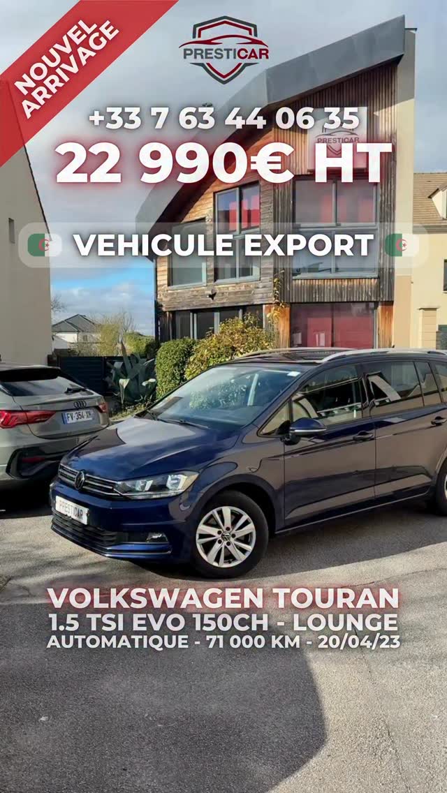 🔥PRIX CHOC Volkswagen Touran 🔥
1.5 TSI EVO 150ch
Finition lounge (7places) ⭐️⭐️
Disponible dans votre agence Presticar 
📞+33 7 63 44 06 35
#presticar #export #volkswagen #touran #affaire
