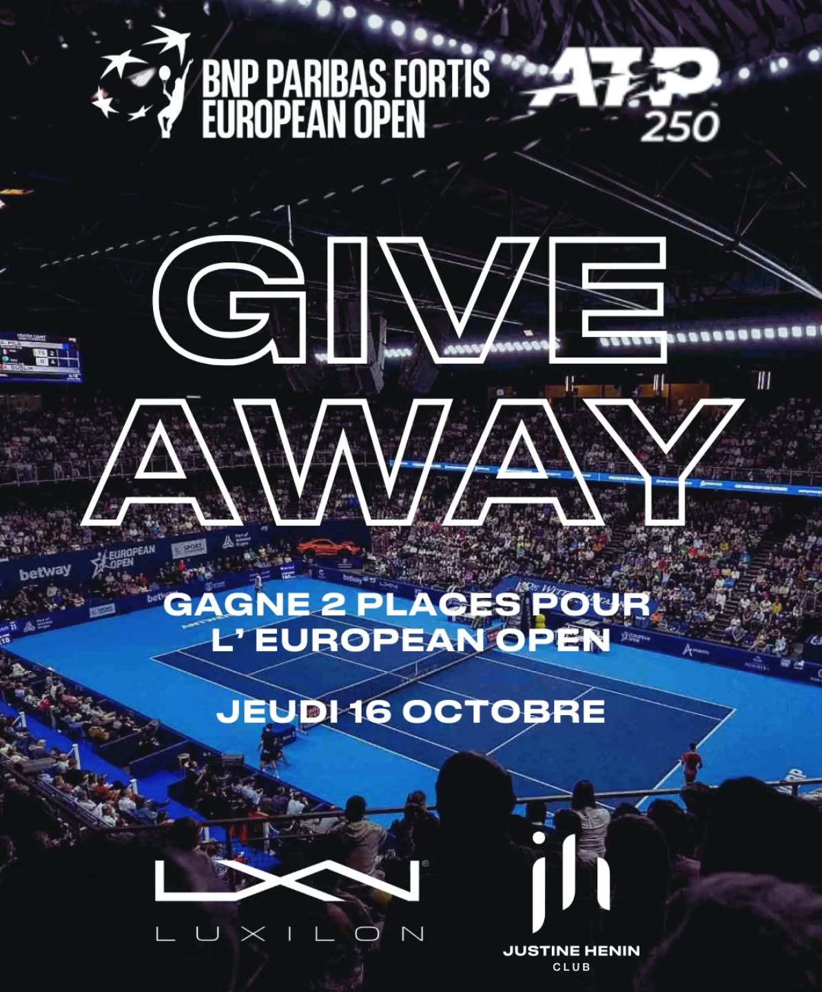 Concours terminé ❌ 🎾 Gagnez 2 places pour le BNP Paribas Fortis European Open ! Avec @luxilontennis, tentez de remporter 2 places pour assister aux matchs de l'European Open ATP 250 à Bruxelles, le jeudi 16 Octobre. Au programme : Musetti (ATP-9), Auger-Aliassime (ATP-13), Tiafoe (ATP-29), R. Collignon (ATP-89), Z. Bergs (ATP-46)… et bien plus…
