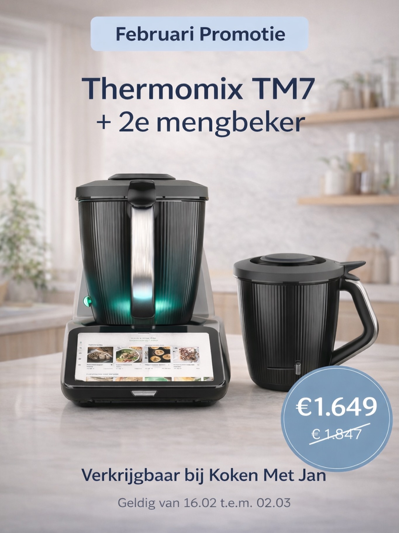 Nieuwe Thermomix promo… en wat voor één. 🤩✨ De Thermomix TM7 is er nu in bundel mét een 2e mengbeker! ✔️ Ideaal voor wie graag efficiënt werkt, meerdere bereidingen combineert of gewoon nét dat beetje extra gemak wil in de keuken. Nu tijdelijk aan €1.649 (actie geldig van 16.02 t.e.m. 02.03) 👉 Nu verkrijgbaar bij Koken met Jan Ontdek alle details via onze webshop (link in bio) of kom langs in de winkel.