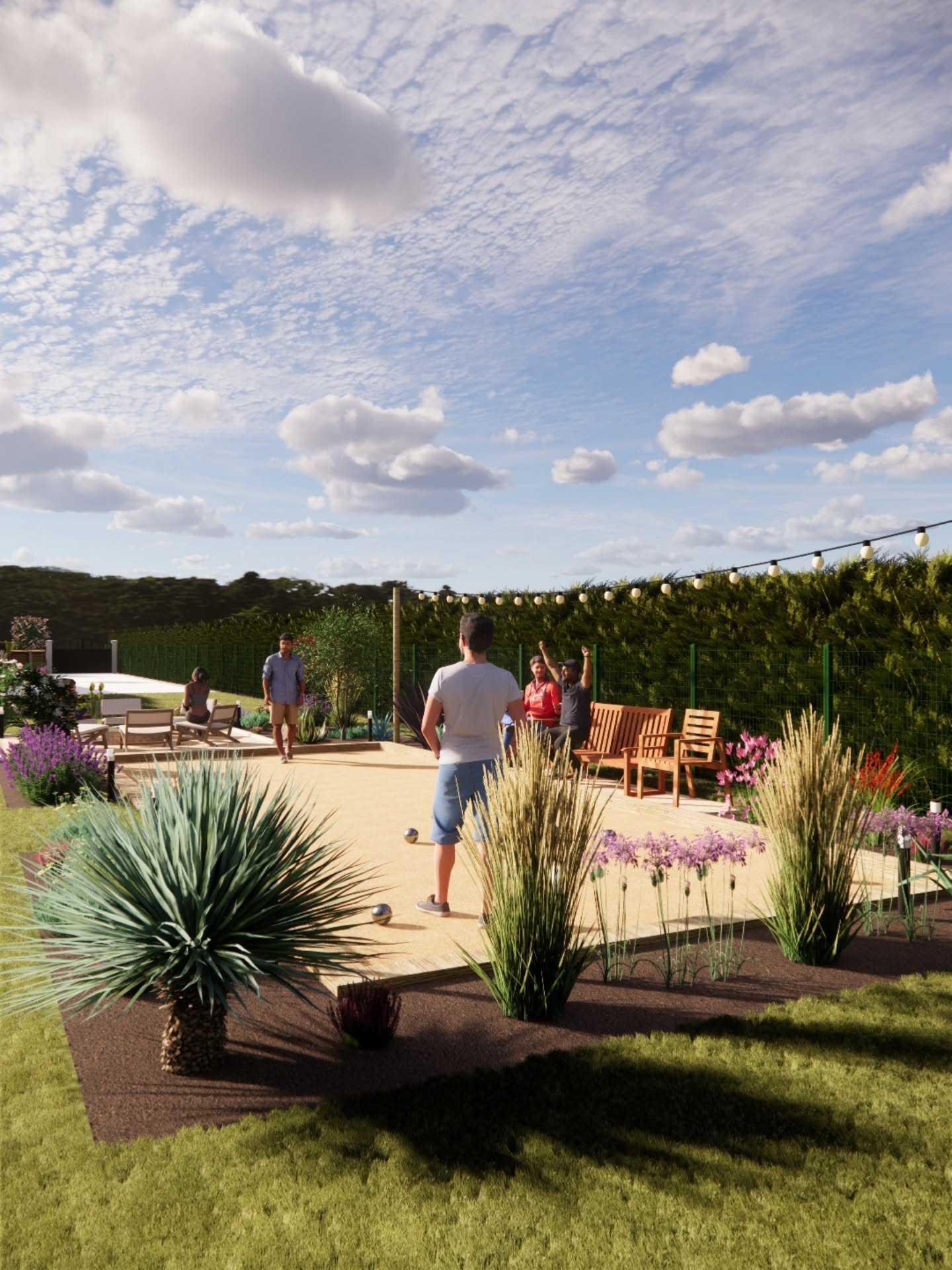 PARTIE 2
✨ Aménagement paysager – Esprit méditerranéen ✨
Le souhait de nos clients : transformer leur extérieur en un véritable lieu de vie chaleureux et convivial, inspiré des ambiances méditerranéennes.
🌿 Nous avons imaginé un jardin structuré et vivant, où chaque espace a sa fonction :
👉 Un terrain de pétanque accompagné de son brasero, parfait pour prolonger les soirées d’été
👉 Une serre revisitée, pensée comme un cocon pour les soirées plus fraîches, équipée d’un vidéoprojecteur pour des moments uniques
👉 Un potager en bacs surélevés, alliant praticité et esthétique
👉 Un massif végétal à l’avant de l’abri de jardin, pour adoucir et intégrer harmonieusement la structure
👉 Et une végétalisation autour de la cabane en bois, créant un univers naturel et ludique pour les enfants 🌱
Un projet où nature et convivialité se rencontrent, pour un extérieur pensé comme une véritable extension de la maison.
🌞 Prêts à vous évader sans quitter votre jardin ?
#amenagementexterieur #exterior #jardin #garden