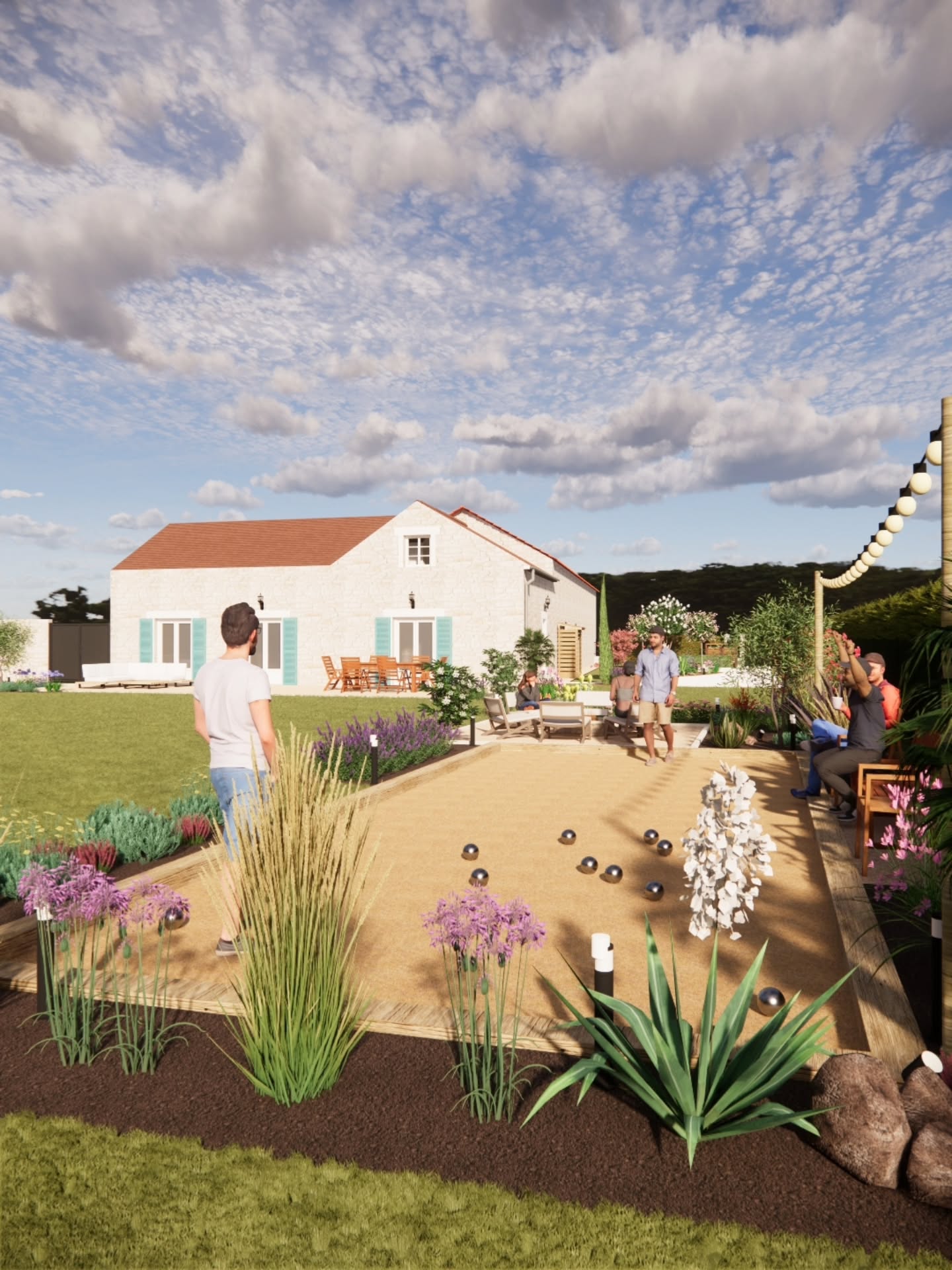 PARTIE 2
✨ Aménagement paysager – Esprit méditerranéen ✨
Le souhait de nos clients : transformer leur extérieur en un véritable lieu de vie chaleureux et convivial, inspiré des ambiances méditerranéennes.
🌿 Nous avons imaginé un jardin structuré et vivant, où chaque espace a sa fonction :
👉 Un terrain de pétanque accompagné de son brasero, parfait pour prolonger les soirées d’été
👉 Une serre revisitée, pensée comme un cocon pour les soirées plus fraîches, équipée d’un vidéoprojecteur pour des moments uniques
👉 Un potager en bacs surélevés, alliant praticité et esthétique
👉 Un massif végétal à l’avant de l’abri de jardin, pour adoucir et intégrer harmonieusement la structure
👉 Et une végétalisation autour de la cabane en bois, créant un univers naturel et ludique pour les enfants 🌱
Un projet où nature et convivialité se rencontrent, pour un extérieur pensé comme une véritable extension de la maison.
🌞 Prêts à vous évader sans quitter votre jardin ?
#amenagementexterieur #exterior #jardin #garden