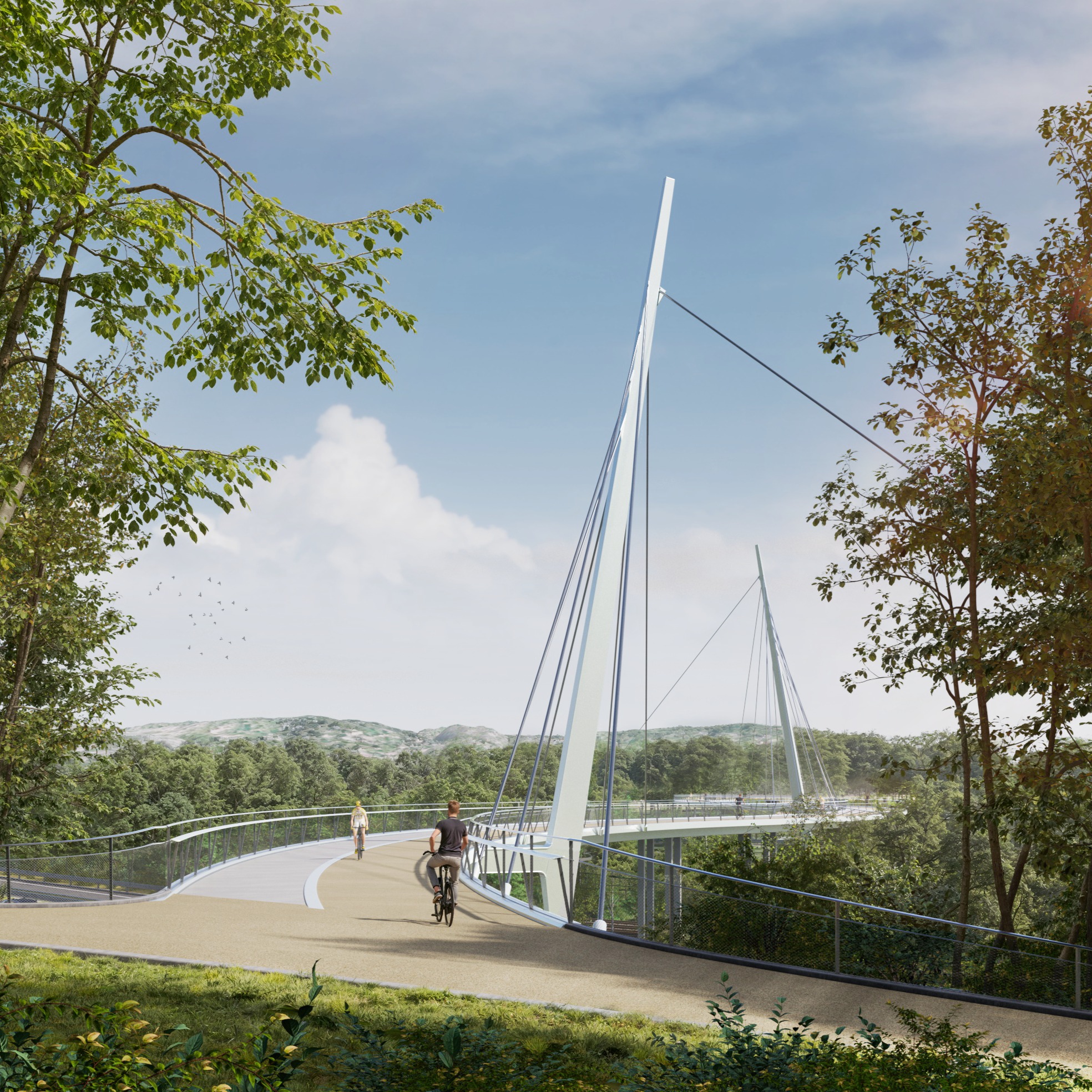 The proposal of @zja_arch and @omgeving.be for the pedestrian bridge in Most, Czech Republic, connects museum park and Lake Most in a spectacular way.…